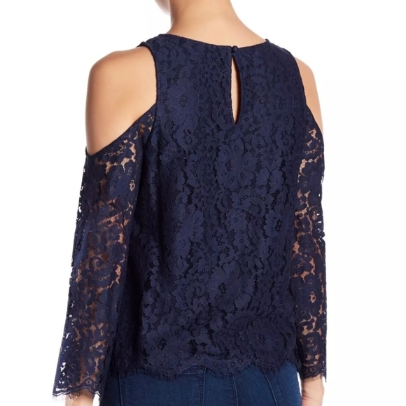 NWT Joie Abay Cold Shoulder Lace Blouse - Large - Picture 2 of 13